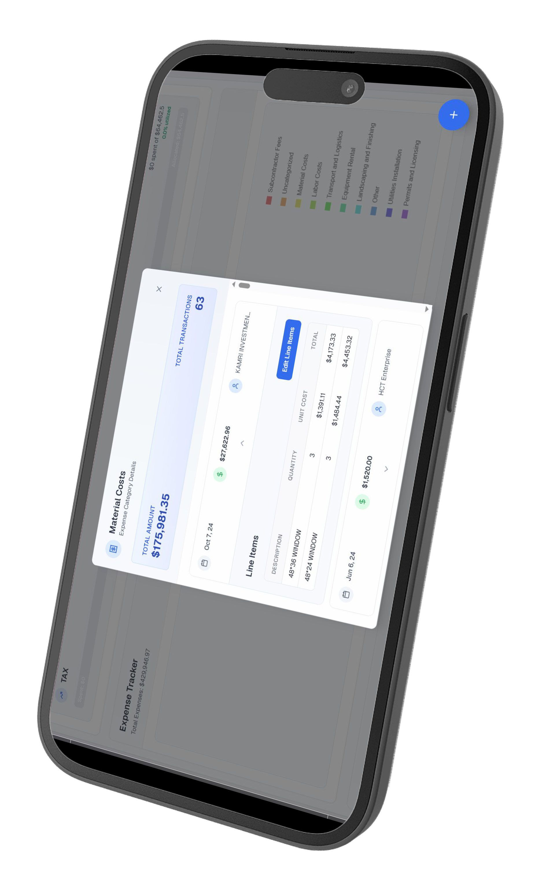 Mobile view of expense tracker